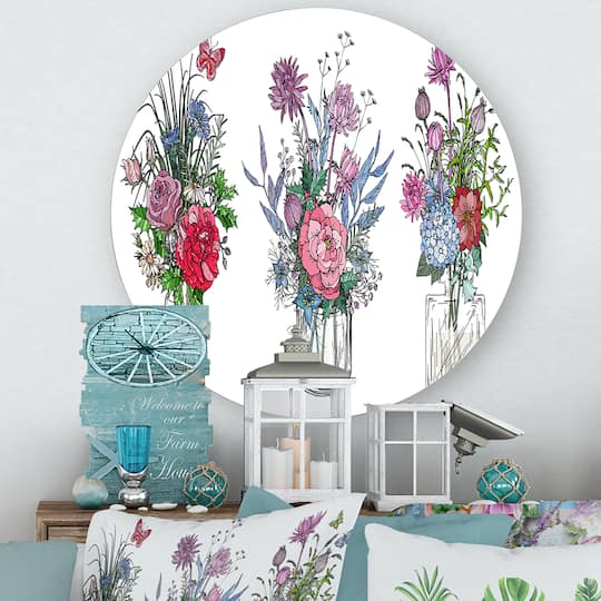 Designart - Bouquets of Wildflowers In Transparent Vases I